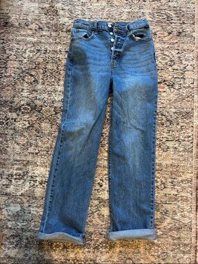 Levi's Button-Fly Boyfriend Jeans in Medium Blue Wash